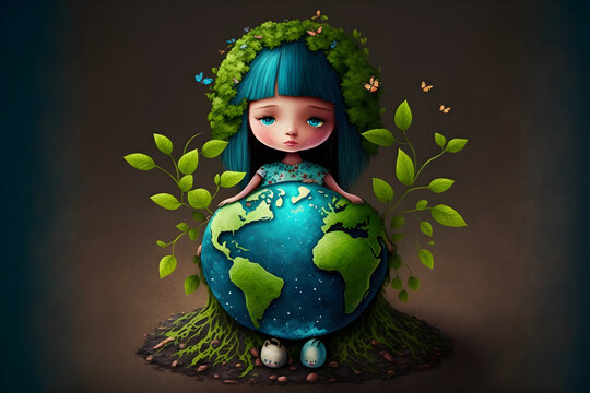 Mother Earth Day Concept. Ecology And Environment Conservation Creative Idea Concept