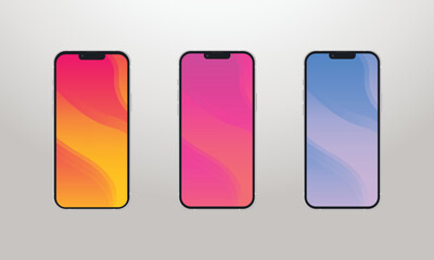 Set Of Smartphone Templates With Colorful Gradients