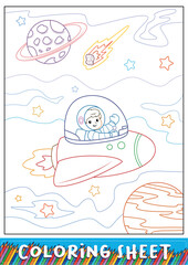 adventure space coloring sheet for kids