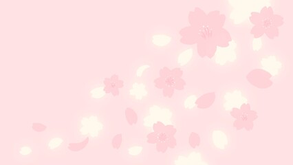 Arrangement of falling cherry blossom(sakura) petals Flat design Cute and simple hand drawn illustration / 舞い散る桜の花びらのあしらい フラットなデザイン かわいくてシンプルな手描きイラスト