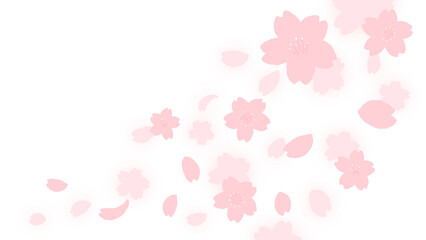 Arrangement of falling cherry blossom(sakura) petals Flat design Cute and simple hand drawn illustration / 舞い散る桜の花びらのあしらい フラットなデザイン かわいくてシンプルな手描きイラスト