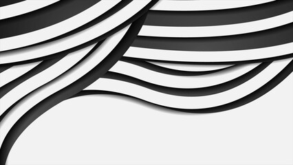 Abstract minimal design with black and white waves