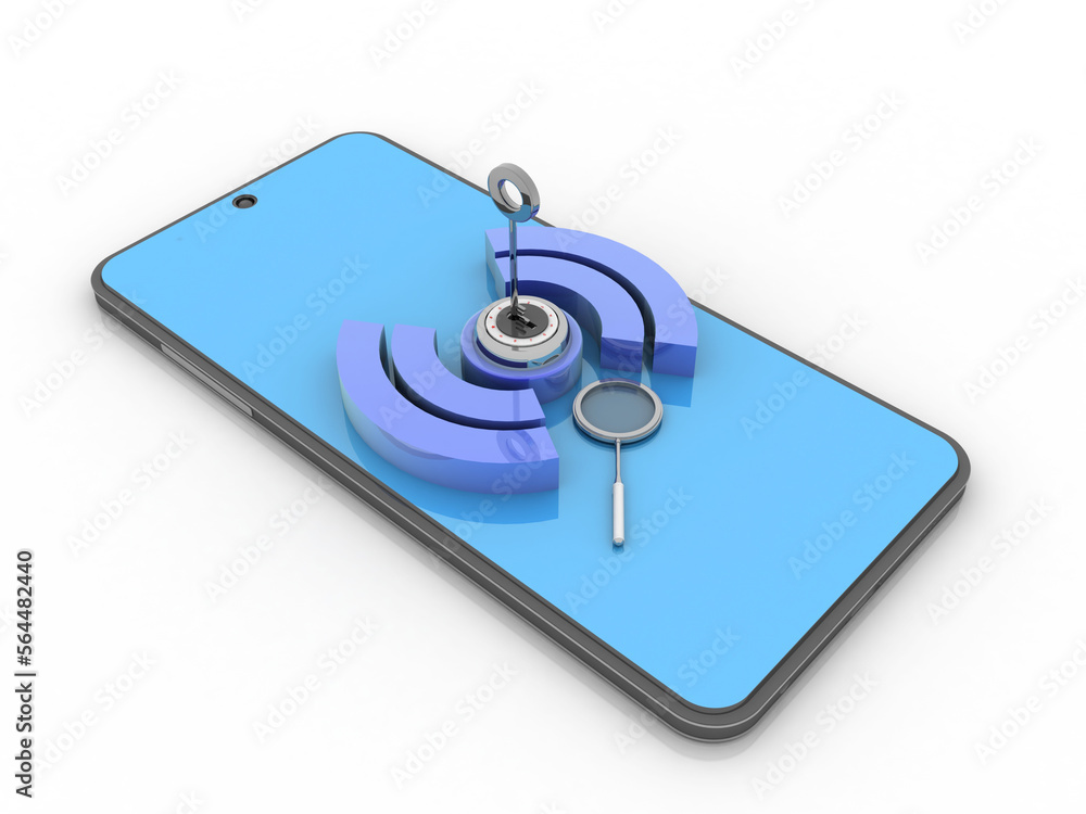 Aufkleber 3d rendering transmitter mobile wifi protect key