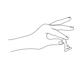 Continuous one line drawing of hand holding chess pawn. simple chess pawn on hand  line art vector illustration.