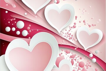 Valentine's Day Conceptual Design: A Beautiful View of Hearts, Clouds, and Sweet Romance in a Background Art Decoration for 14th February Celebration and Gift Red Pink Present, Heart, Love, 14February