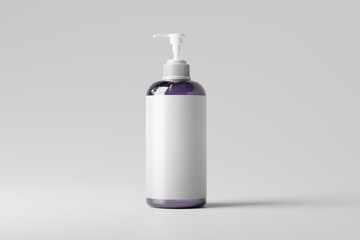 violet glass pump bottle mockup