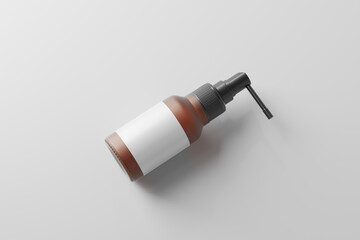 frosted amber glass throat spray bottle mockup