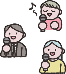 マイクで喋る歌う人たちイラスト素材
