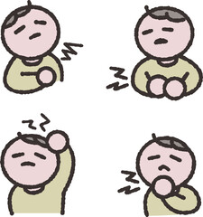 腹痛頭痛喉痛など痛みの症状がある人イラスト