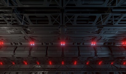 Ceiling panel underground in hallway science fiction 3d rendering sci-fi wallpaper backgrounds