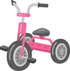 Fototapeta na wymiar ピンク色の、子供用の三輪車のイラスト