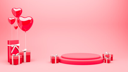valentine's day special with heart and product display concept