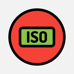 Iso icon in filled line style about camera, use for website mobile app presentation