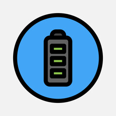 Full battery icon in filled line style about camera, use for website mobile app presentation