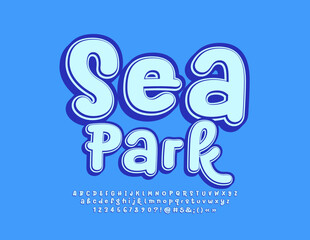 Vector bright Sign Sea Park. Funny hcreative Font. Playful style Alphabet Letters and Numbers set