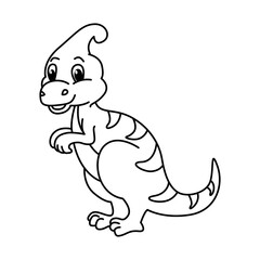 Funny dinosaurs cartoon vector coloring page