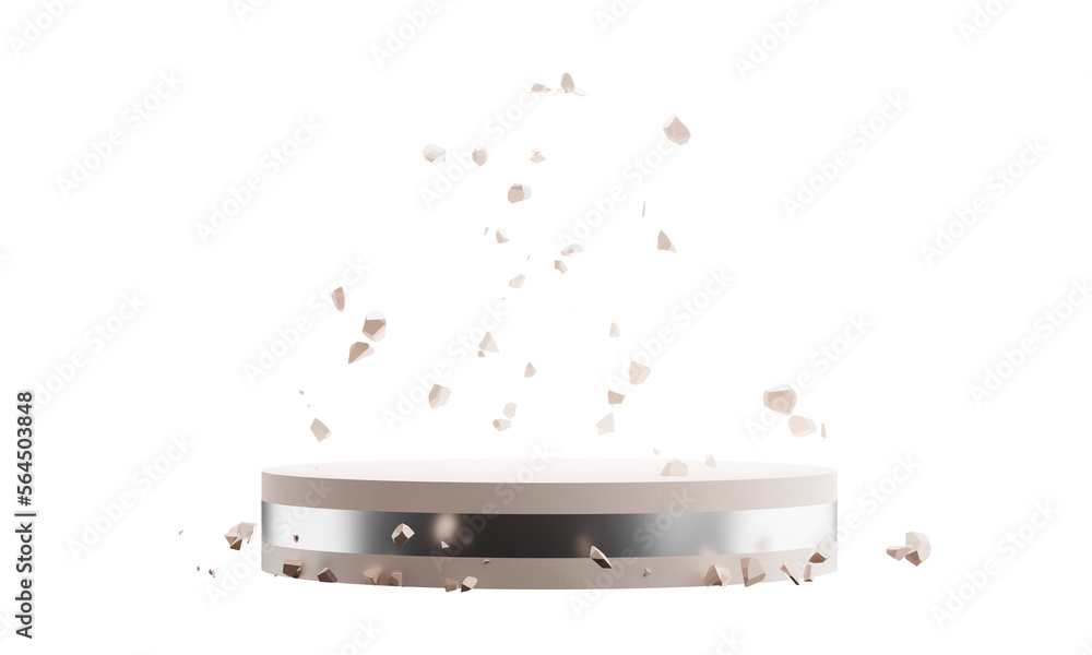 Aufkleber 3d rendering of abstract geometric forms. minimal scene with podium for product presentation.
