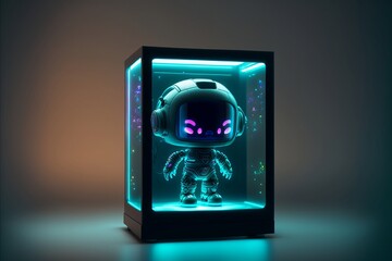 Cute 3D Robot Android AI In Display Case
