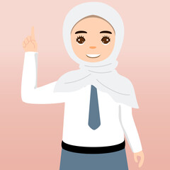 

Cute Senior High School Boy Girl Wearing Gray and White Uniform Cartoon Vector Illustration. Portrait of an Senior High School student. School students children with backpacks, books, macbook.