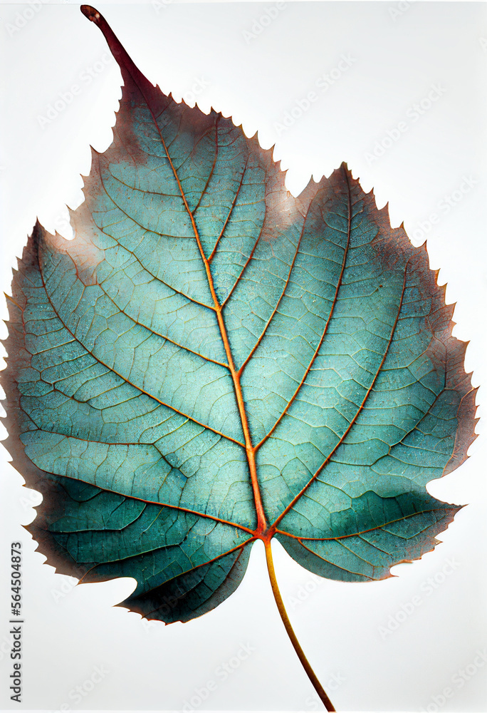 Poster Beautiful abstract leaf in neon light. Minimalism modern style concept. Background pattern for design