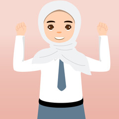 

Cute Senior High School Boy Girl Wearing Gray and White Uniform Cartoon Vector Illustration. Portrait of an Senior High School student. School students children with backpacks, books, macbook.