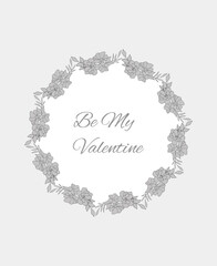 Invitation card with circular floral frame with place of your text, Valentine's day, Woman's Day, Weddings, Birtdays