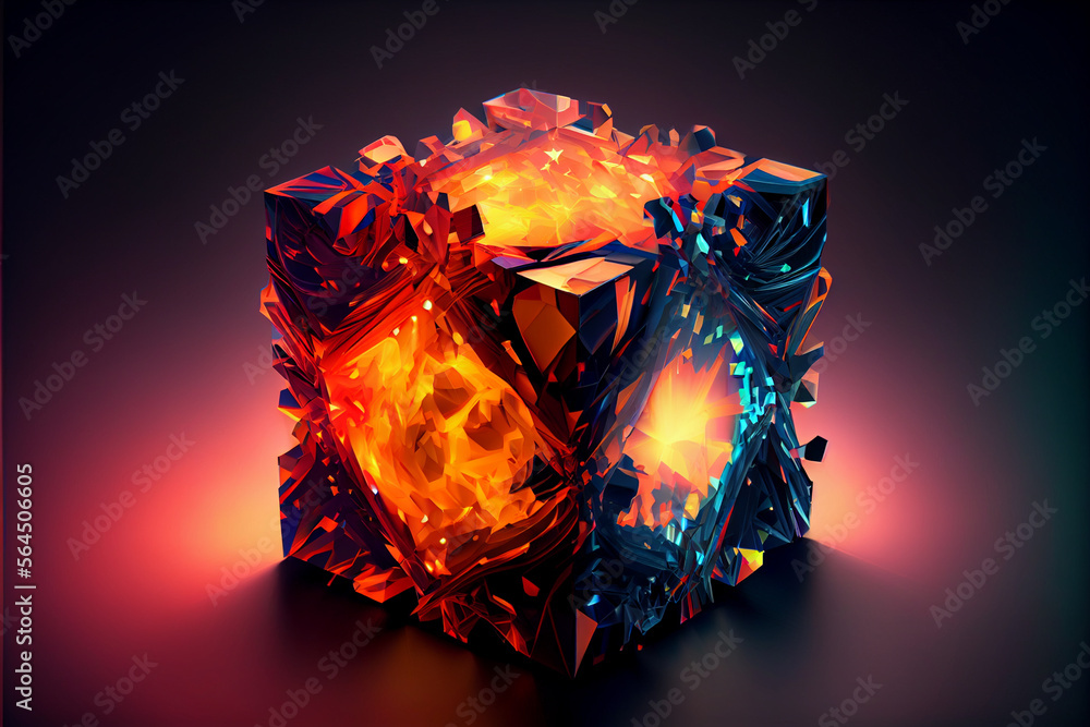 Poster beautiful abstract colourful background. starburst dynamic cube.