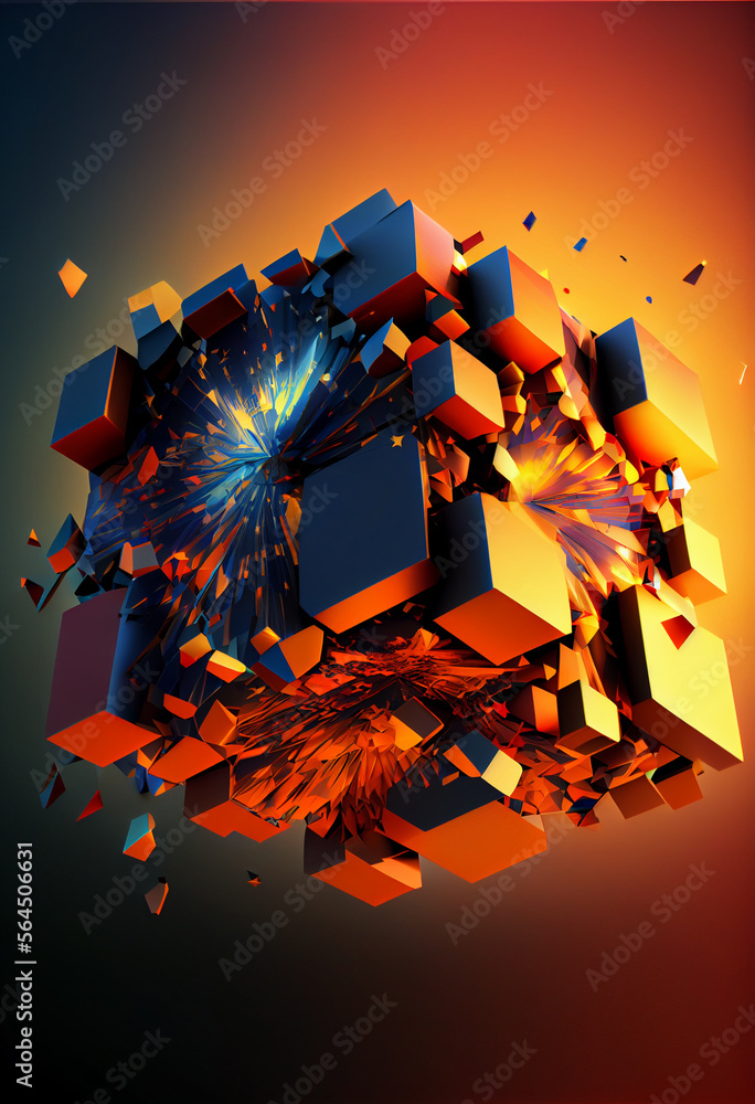 Poster beautiful abstract colourful background. starburst dynamic cube.