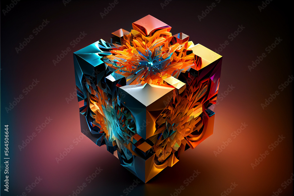 Poster beautiful abstract colourful background. starburst dynamic cube.