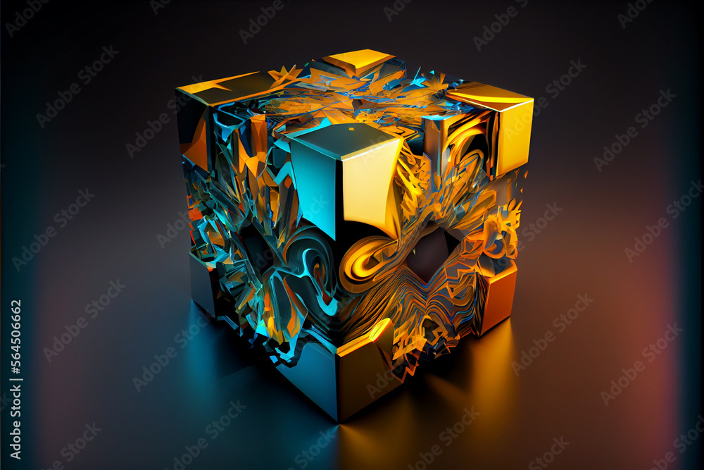 Aufkleber Beautiful Abstract colourful background. Starburst dynamic cube.  