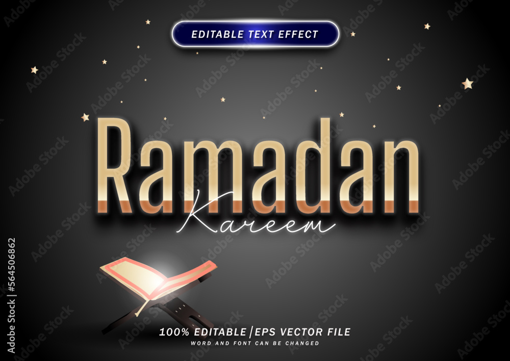 Fototapete luxury ramadan kareem text effect. editable mockup font. text style effect.