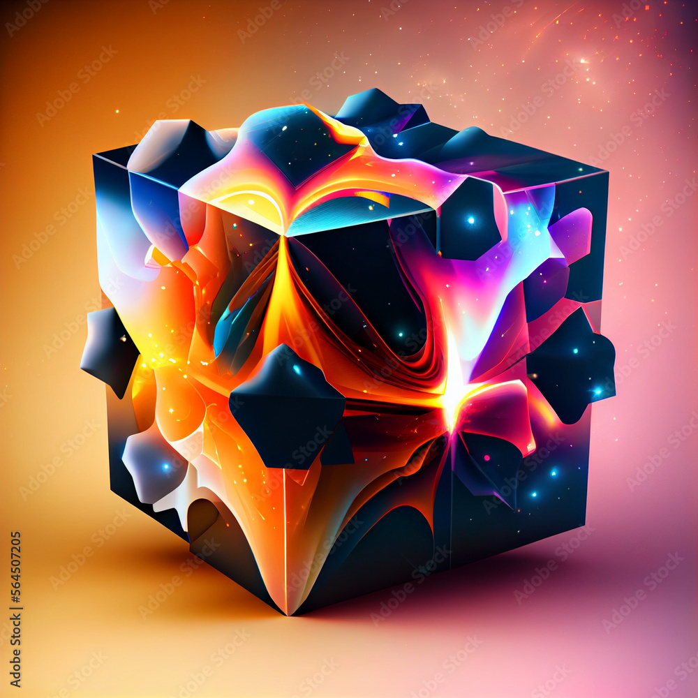 Poster beautiful abstract colourful background. starburst dynamic cube.
