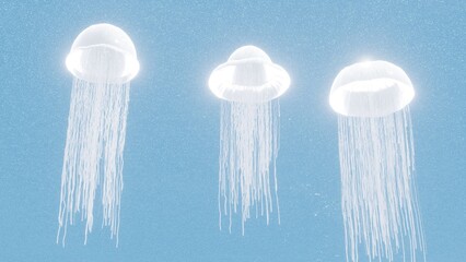 jellyfish in the blue ocean.