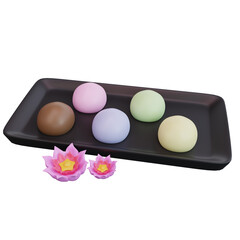 3d illustration of asian food Mochi,japanese food