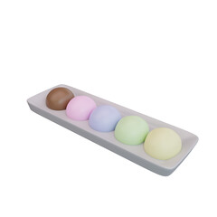 3d illustration of asian food Mochi,japanese food