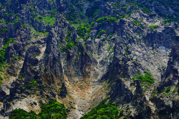 대한민국 제주도에 있는 한라산에 철쭉 꽃이 활짝 핀 
아름다운 봄 풍경이다.