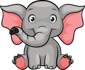Cartoon baby elephant on white background