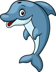 Obraz premium Cute dolphin cartoon on white background