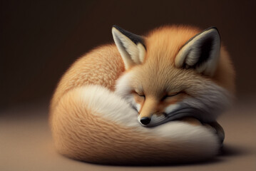 Little fox sleep. AI generated Illustration