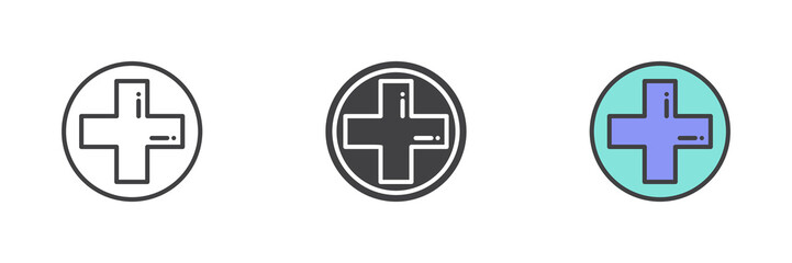 Medical cross different style icon set