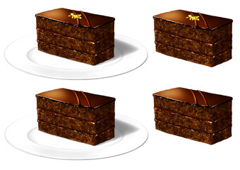 チョコレートケーキ 金箔デコ有無＆皿有無セット