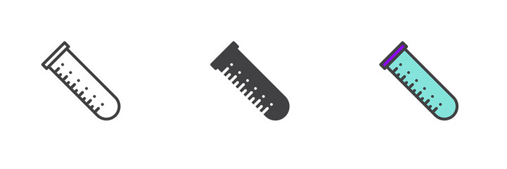 Laboratory test tube different style icon set