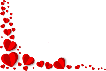 Valentine's day frame with red hearts. Free text space. White background.
