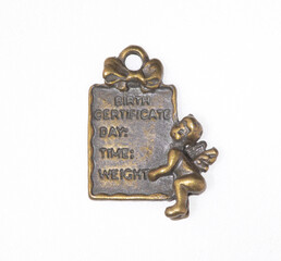 copper vintage pendant isolated on white background