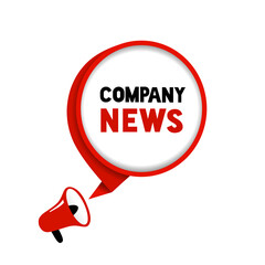 Company news. Company news banner with megaphone icon. Flat style vector illustration.
