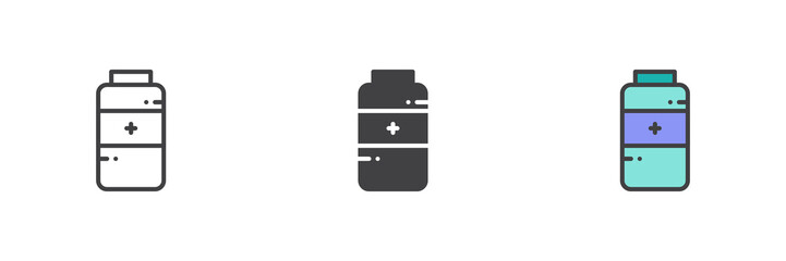 Medicine bottle different style icon set