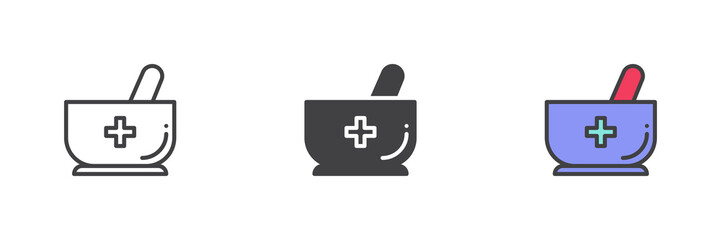 Obraz premium Mortar and pestle different style icon set