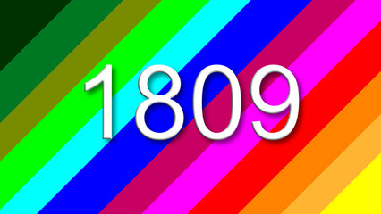 1809 colorful rainbow background year number