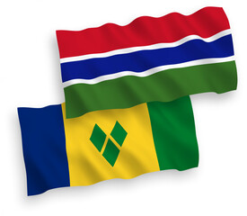 Flags of Saint Vincent and the Grenadines and Republic of Gambia on a white background