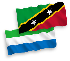 Flags of Federation of Saint Christopher and Nevis and Sierra Leone on a white background